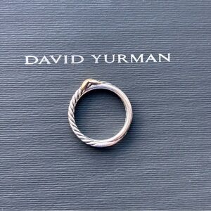 David Yurman Petite X Sterling Silver Ring with 18K Yellow Gold, 4mm. Size 7
